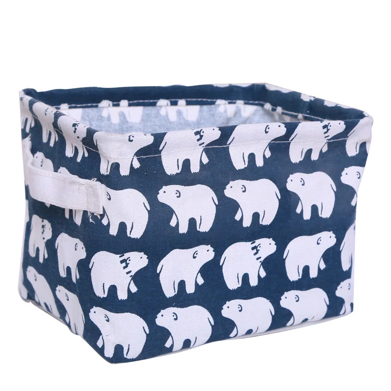 Простая складная корзина для хранения из хлопка и льна тканевый квадратный