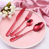 4 pcs christmas tableware durable exquisite stainless steel cutlery set red green color forks spoons knives christmas decor gift