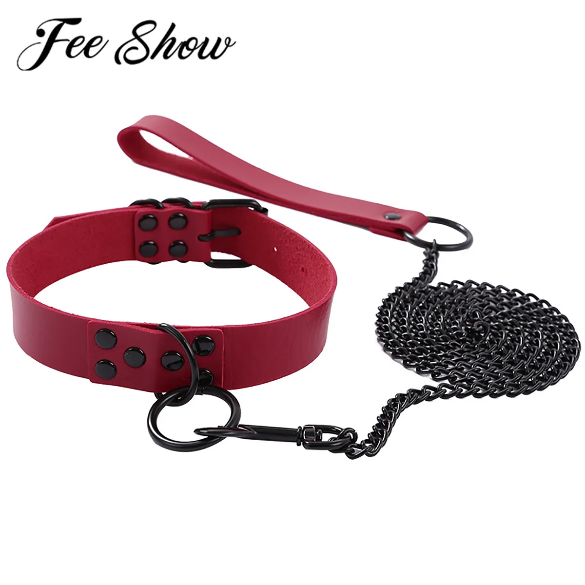 Женское и мужское кожаное ожерелье ошейник регулируемый для шеи со съемной
