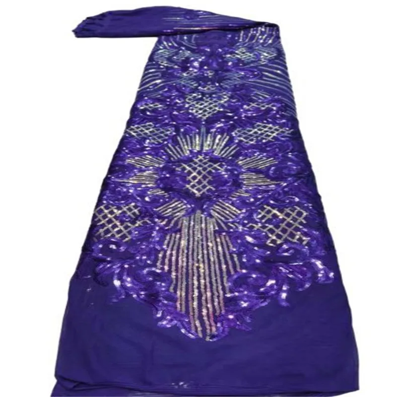 

Фиолетовая нигерийская сетчатая Тюлевая кружевная ткань, Лидер продаж, кружевные ткани с блестками, нигерийские кружевные ткани для платья