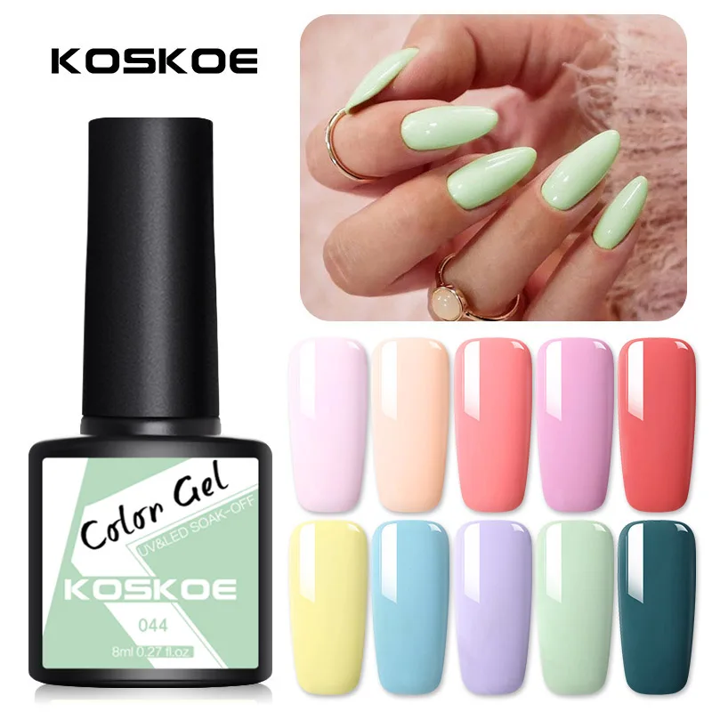 KOSKOE 8ml Color Gel Polish Semi Permanent Vernis Top Coat UV LED Varnish Soak Off Nail Art Glitter Nails | Красота и здоровье