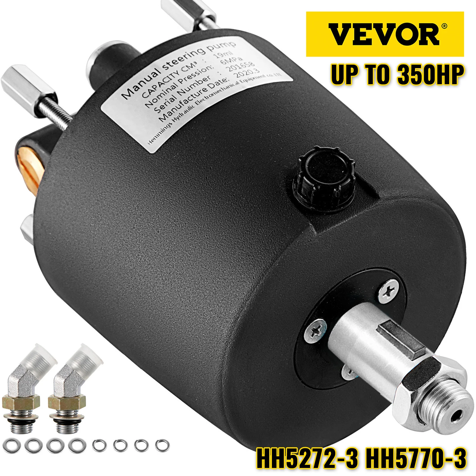 

VEVOR Helm Outboard Hydraulic Steering Pump for Up To 350HP Rotary Marine Cylinder 20Ft Hose HH5272-3 HH5770-3 Boat Accessories