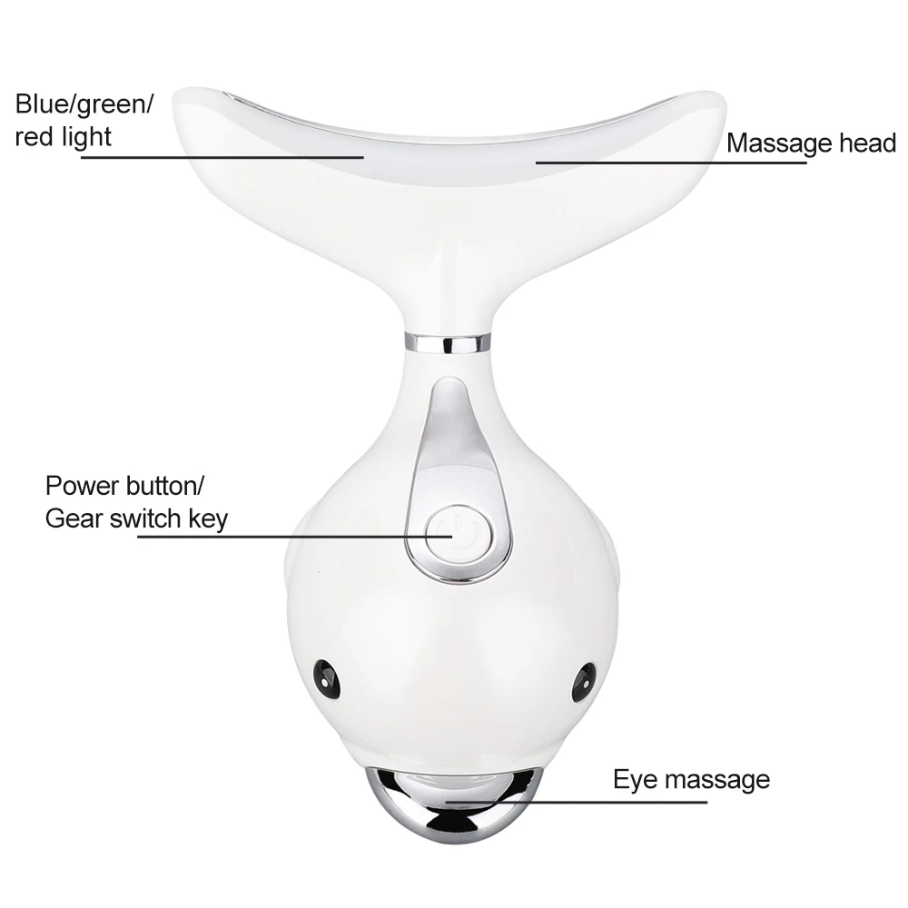 Светодиодный Фотон терапия шеи и лица Массажер для лифтинга вибрации кожи