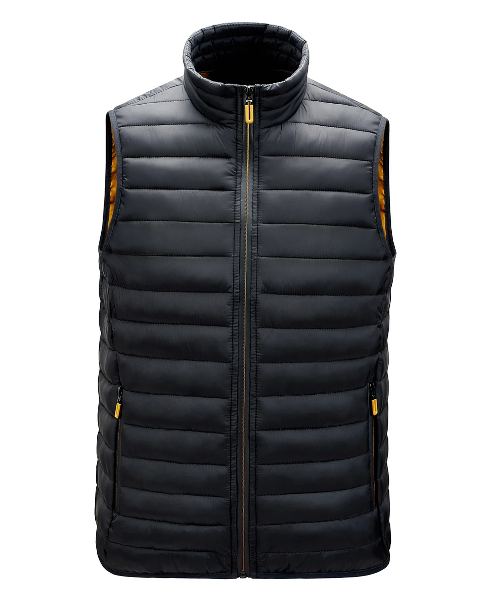 

Men's Fake Down Cotton Padded Vest Solid Color Stand Collar Zipper Warm Waistcoat Casual Thick Sleeveless Cardigan Jacket