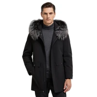 2020 new design mens clothing rabbit liner medium long winter jacket coats men black fur collar hooded mens coat winterm 4xl