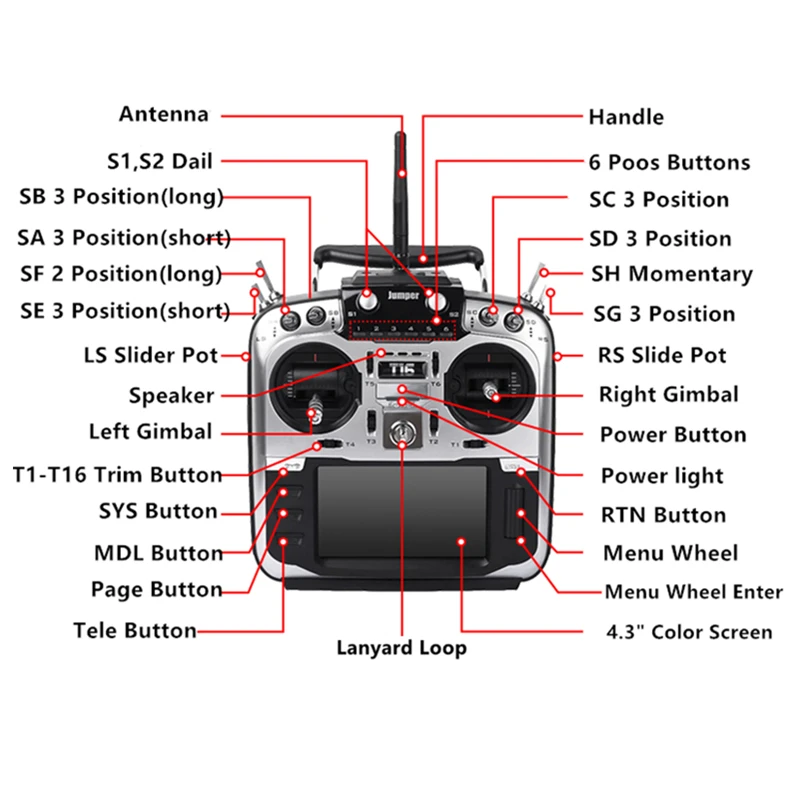 Радиопередатчик Jumper T16 Pro Hall Gimbal с открытым исходным кодом мультипротокольный