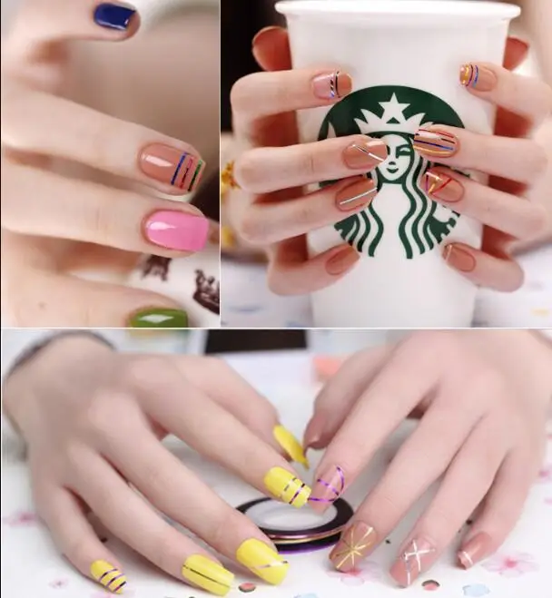 600set/lot Mix Styles 0.1x200cm Eco-Friendly 3D Manicure Nail Stickers Cannetille Solid Laser Rainbow Art Supplies HA1845 | Красота и
