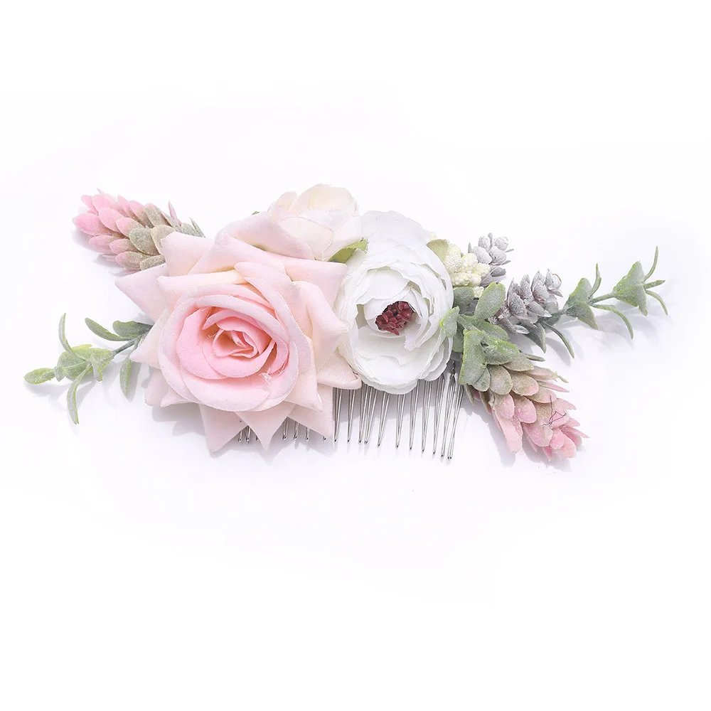 Нарядная расческа для волос с розовым цветком свадебные аксессуары шикарные
