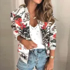 Женская куртка на молнии с цветочным принтом, Повседневная Уличная верхняя одежда в стиле ретро, 2021