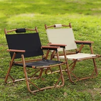 outdoor folding backrest chair portable ultralight aluminium alloy camping fishing kermit chairs faux wood armrest garden chair