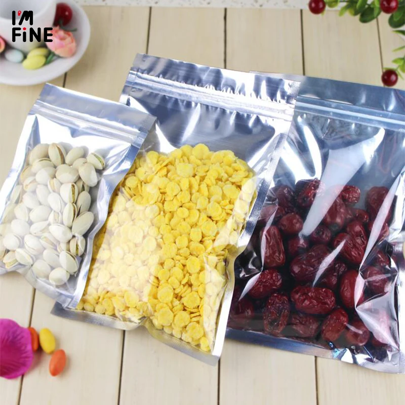 100 Pcs Clear Aluminum Foil Bag Self Seal Zipper Ziplock Packing Food Retail Resealable Baking Packaging Pouch | Дом и сад