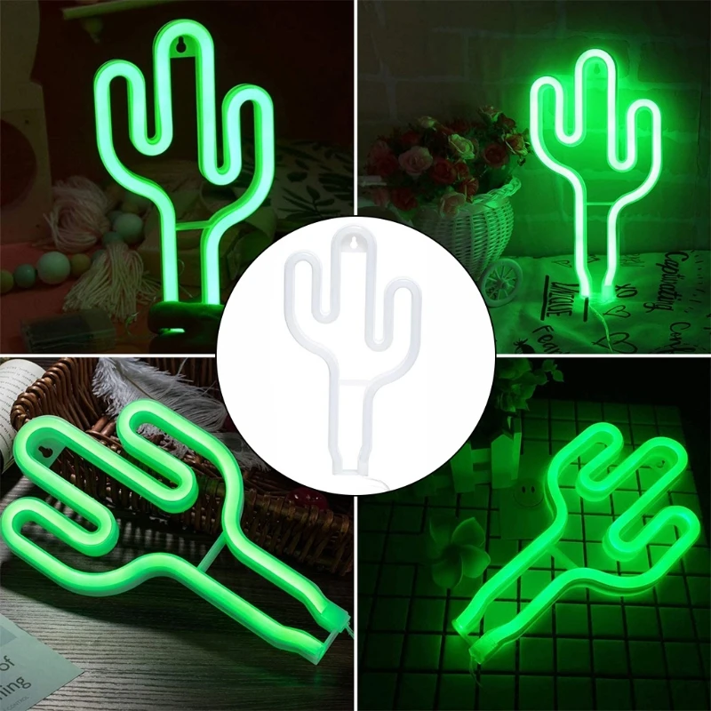 

Cactus Neon Sign Light for Wall Decor USB or Battery Operated LED Lights for Christmas Living Room Kids Room Birthday Party Bar