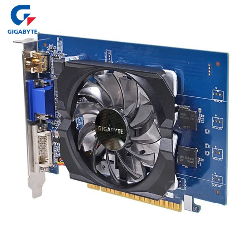 GIGABYTE игровые видеокарты Nvidia Geforce GT730 2 Гб 64 бит GDDR5 видеокарта для HDMI DVI PC б/у