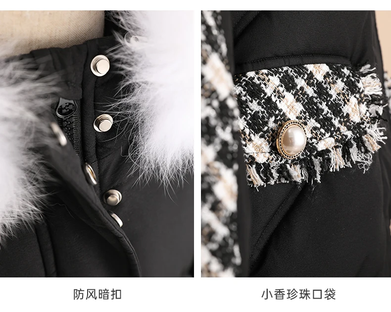 

Winter Fashion Stitching GIrls Down Coat Thicker Warm Real Fox Fur Collar Hooded Outerwear 90% Duck Down Jackets For Girls Y3641