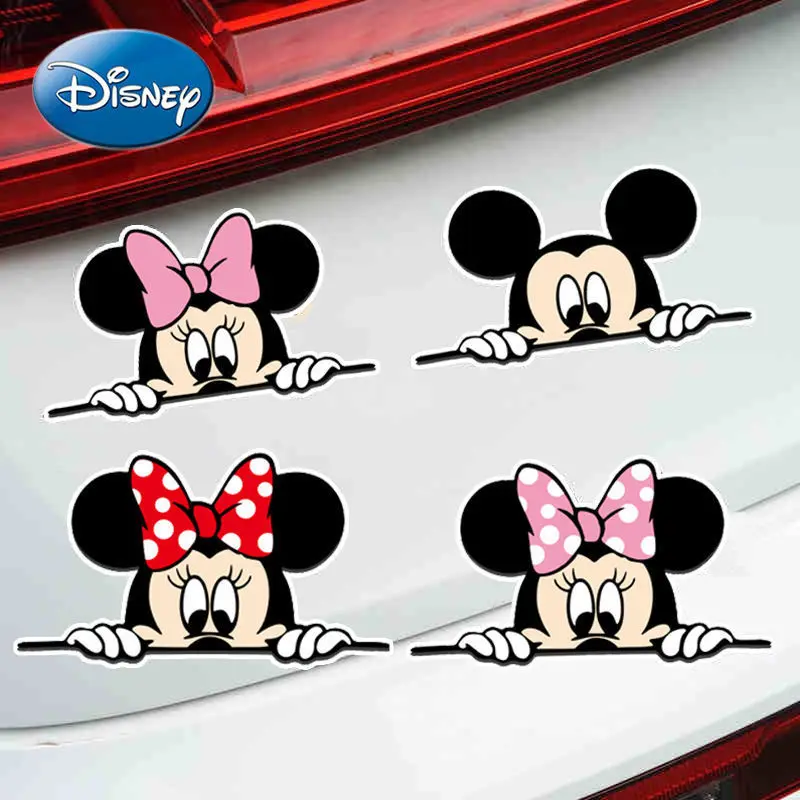 

Disney Mickey Mouse Mickey Minnie Peek Side Door Body Car Window Stickers To Block Scratches Personalized Creative Car Stickers