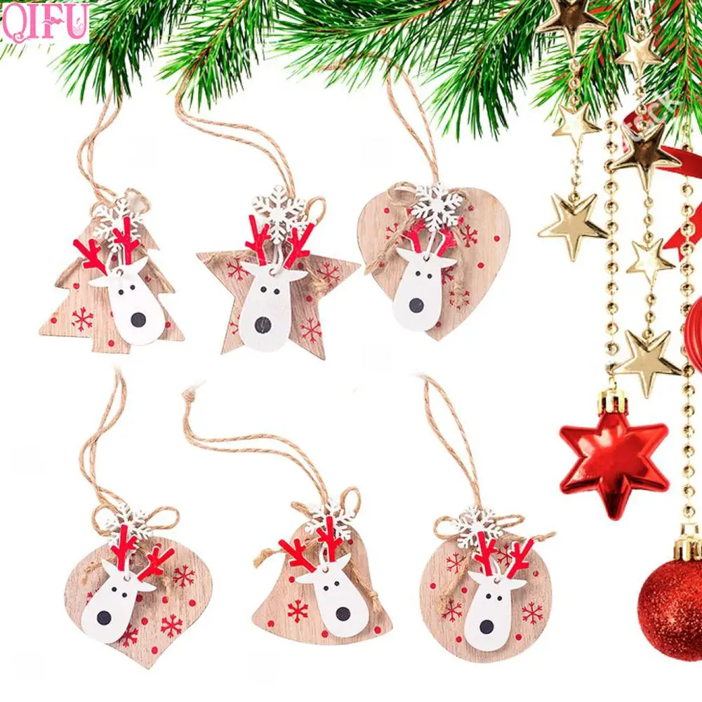 QIFU 3 шт./лот деревянные рождественские украшения елочные лось голова оленя