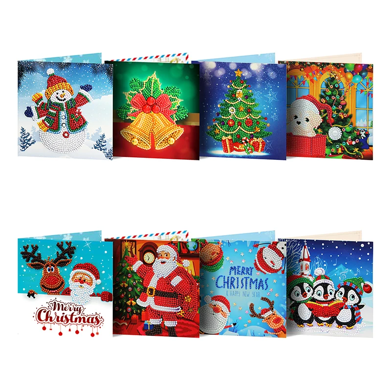 

5D Diamond Painting Christmas Cards Diamond Embroidery Santa Claus Greeting Postcards DIY Diamond Mosaic Handmade Gift