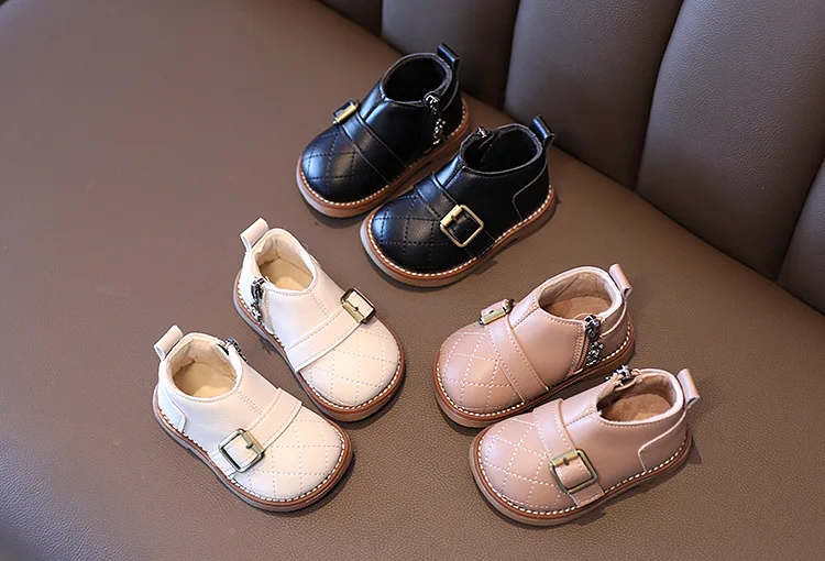 

Winter baby cotton shoes girl boots 2020 princess short boots baby shoes super fiber leather side zipper warm shoes XZ20022
