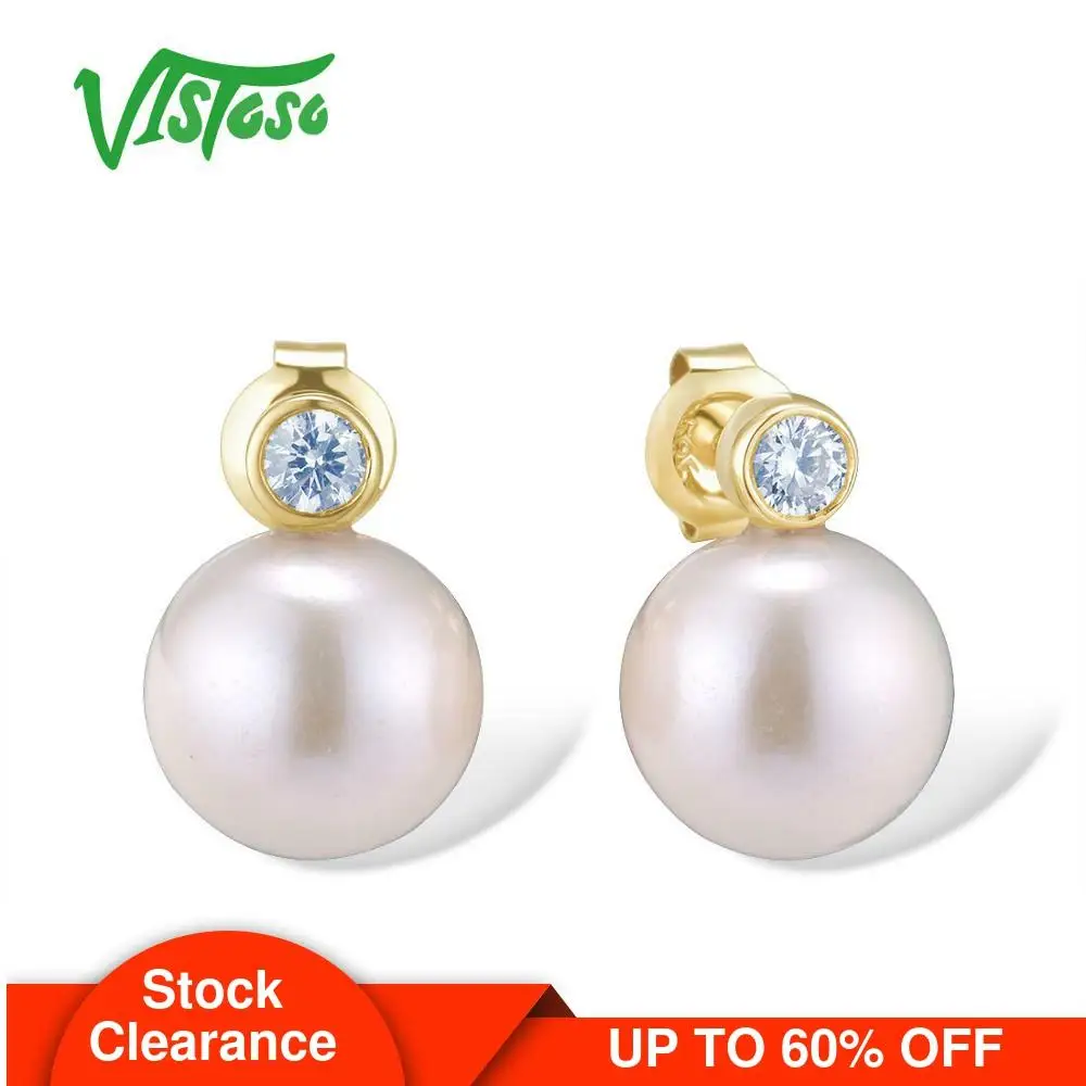 

Женские серьги из желтого золота VISTOSO Pure 14 к 585 пробы, со сверкающими бриллиантами и пресноводным жемчугом, уникальные модные элегантные юве...