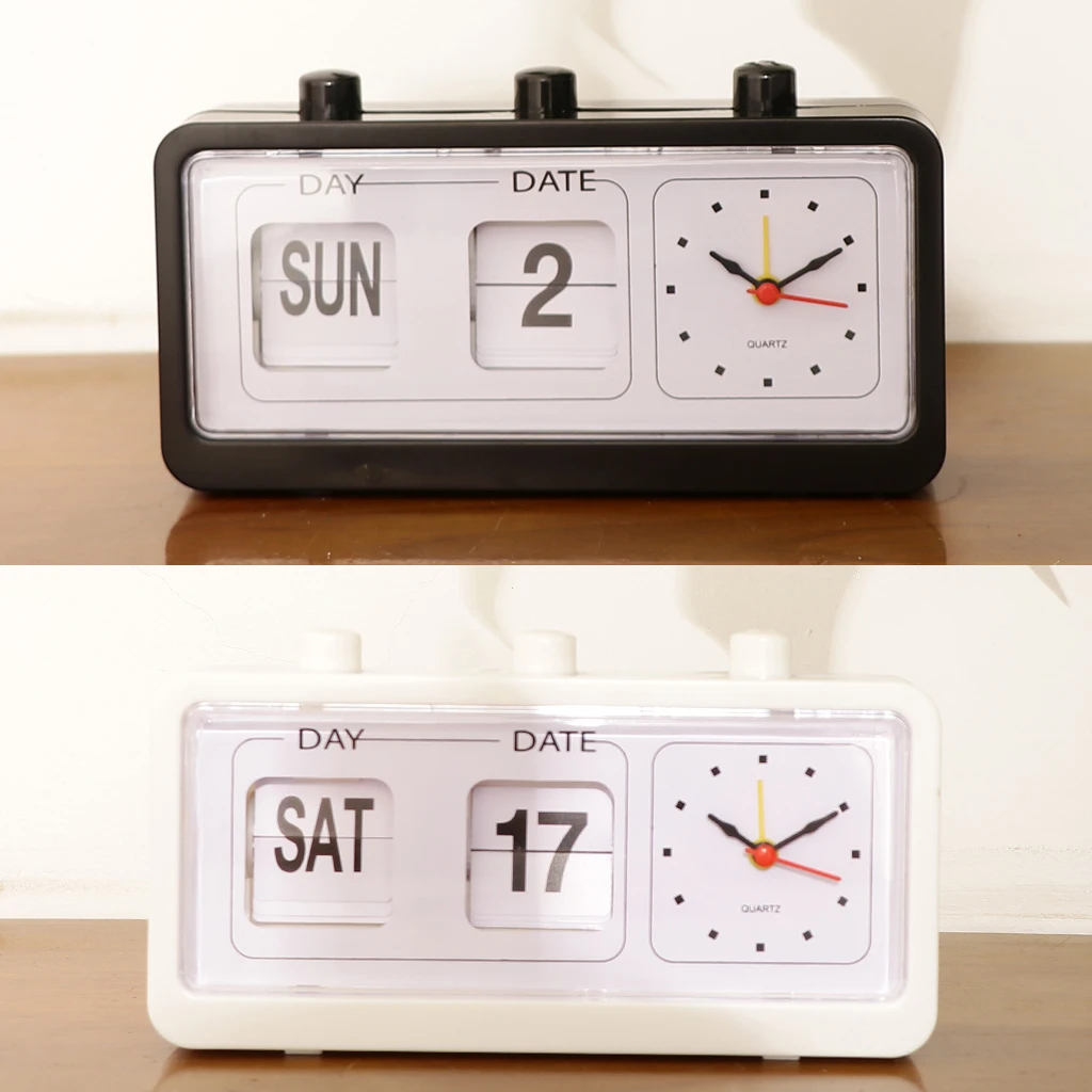 Non-ticking Calendar Clock With Day Date Display