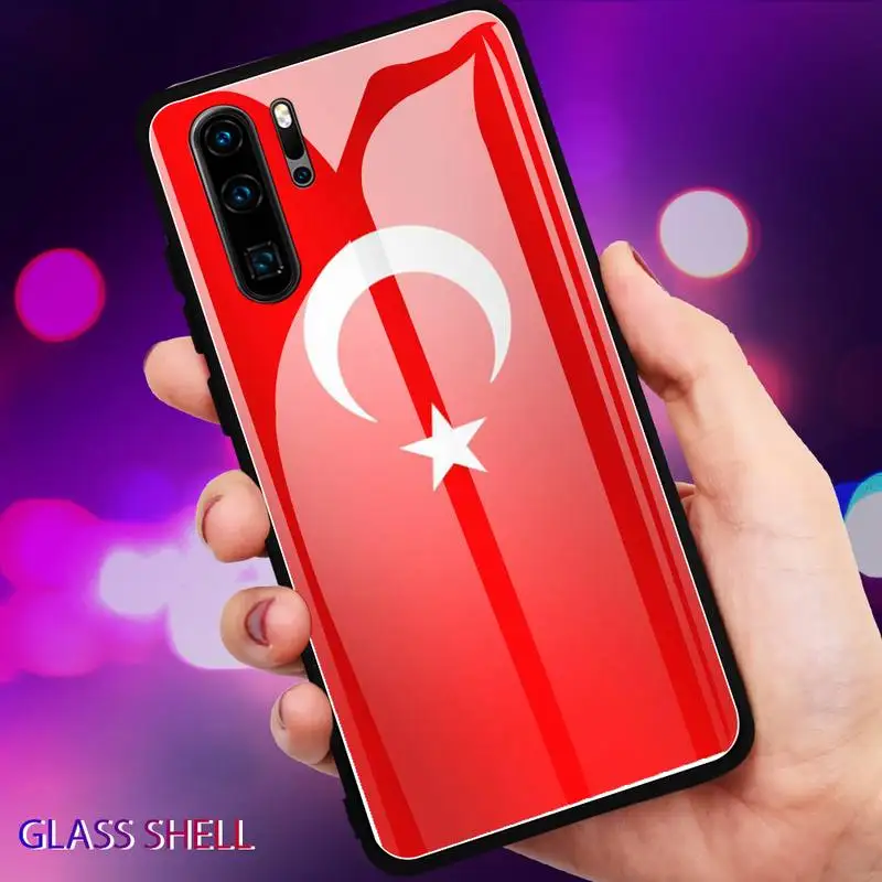 

Turkey Turkish Flag Phone Case For Huawei P9 10Plus 20PRO P30 Lite Back Cover Tempered Glass Cases For NOVA 3E Series