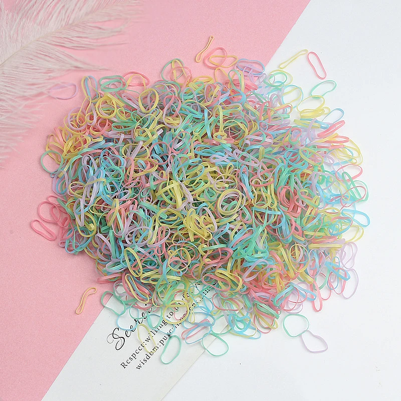 

1000Pcs/Pack Colorful Small Disposable Hair Bands Cute Girls Elastic Rubber Band Scrunchie Ponytail Gum Fashion Hair Accessories