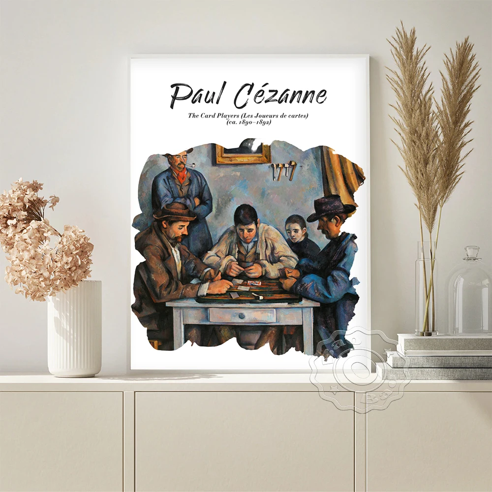 

Paul Cezanne Exhibition Museum Poster The Card Players Retro Wall Art Canvas Painting Vintage Prints Picture Home Decor Gift