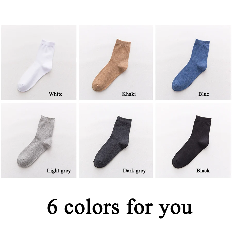 

Cotton Men Socks Solid Color Black White Grey Blue Khaki Casual Business Crew Sock Standard Thickness Spring Summer Autumn Style