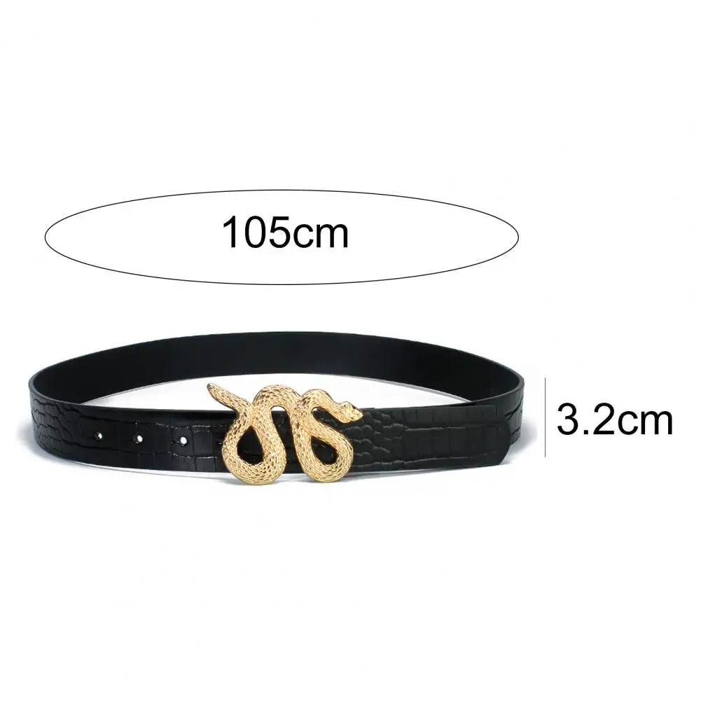 

Fashion Women Waist Belt Snakeskin Pattern Snake Shape Buckle Adjustable Faux Leather Waistband Strap Jeans Belt Straps