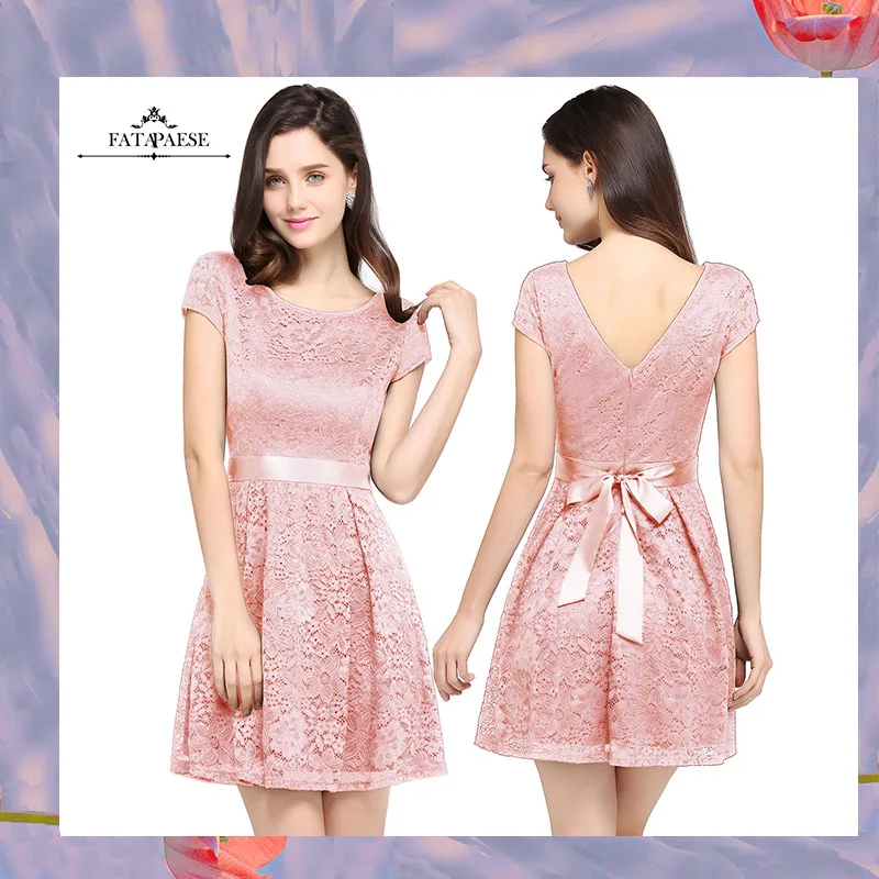 FATAPAESE ТРАПЕЦИЕВИДНОЕ платье с кружевами и коктейльные платья поясом бантом