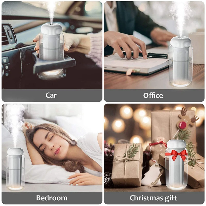 

Cool Mist Humidifier, 300ML Portable Mini Humidifier, Quiet Ultrasonic Humidifiers for Baby Bedroom Travel Office