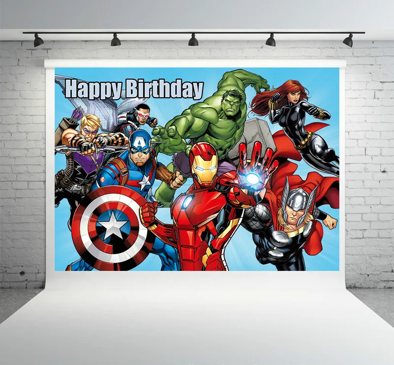 Мстители день рождения Фон тканевый дети сто дней тема вечевечерние макет стена