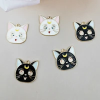 10pcs cute moon cat metal charms pendant earring diy fashion jewelry accessories so cute