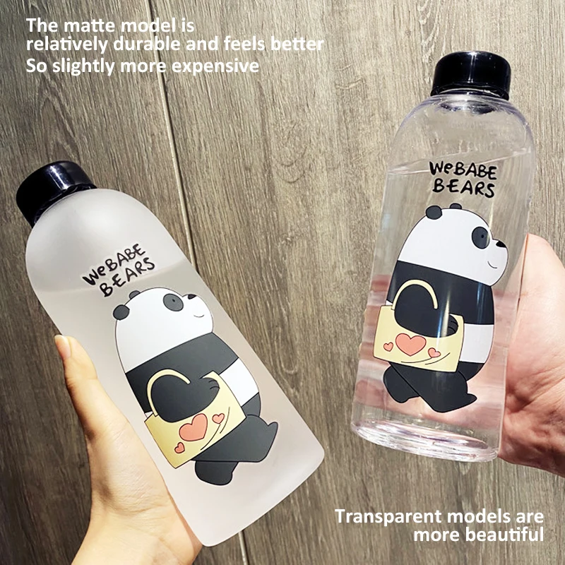 1000 мл бутылка для воды KONGFU Panda Cup с соломинкой прозрачная мультяшная посуда