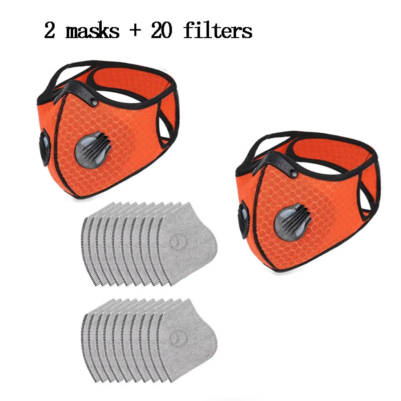 5 masks Cycling Face Mask with Filters PM 2.5 Anti-Pollution Unisex Mouth Washable Breathable Dustproof Activated Carbon | Спорт и