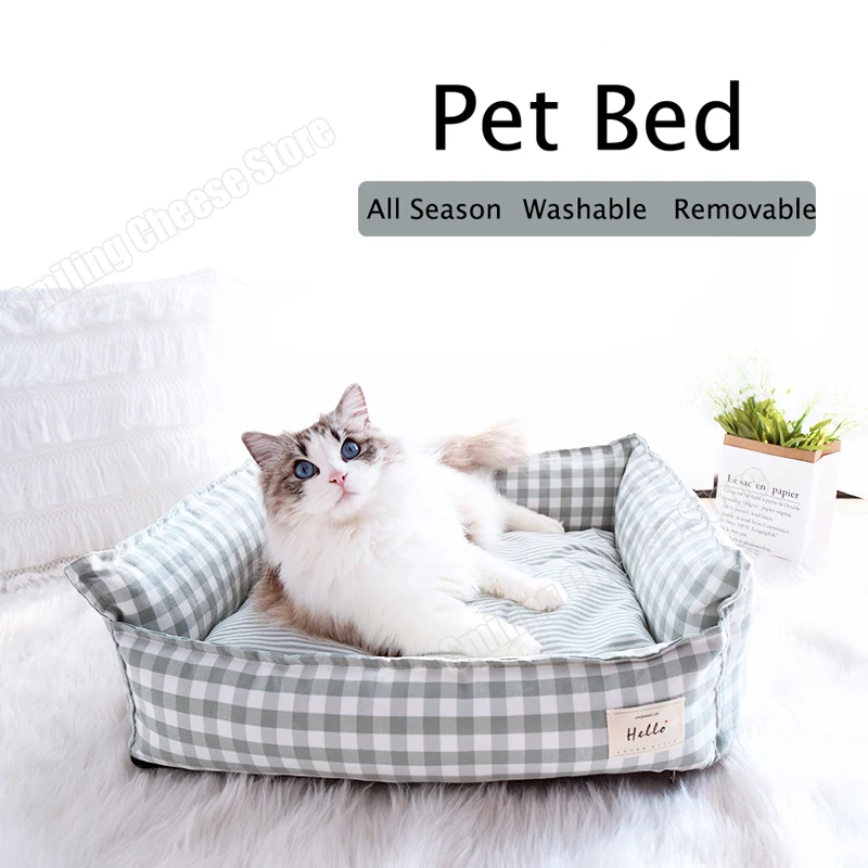 

Элегантная клетчатая подстилка для собаки с улыбающимся сыром, Конура для кошки, Китти, щенка, Детская Съемная подстилка