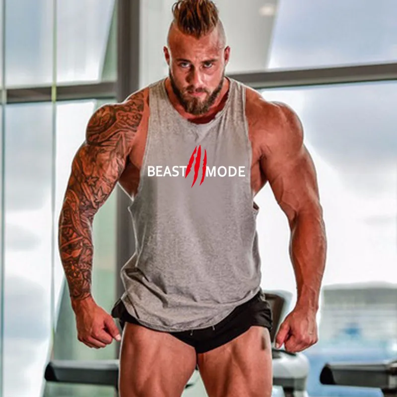 Gym deltoid брендовая одежда Beast Mode, майка для бодибилдинга, мужская майка для фитнеса, рубашка без рукавов, однотонная хлопковая майка