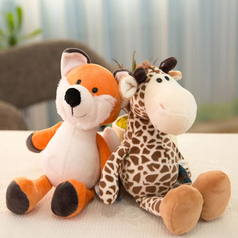 Мягкие плюшевые игрушки 25 см мультяшный милый слон обезьяна енот лиса Лев тигр