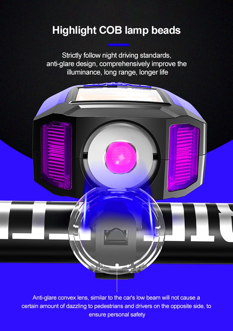 

Bike headlight bicycle headlamp IPX 4 waterproof speedometer horn 3 in 1 bicycle flashlight headlamp bicycle accessories lamp
