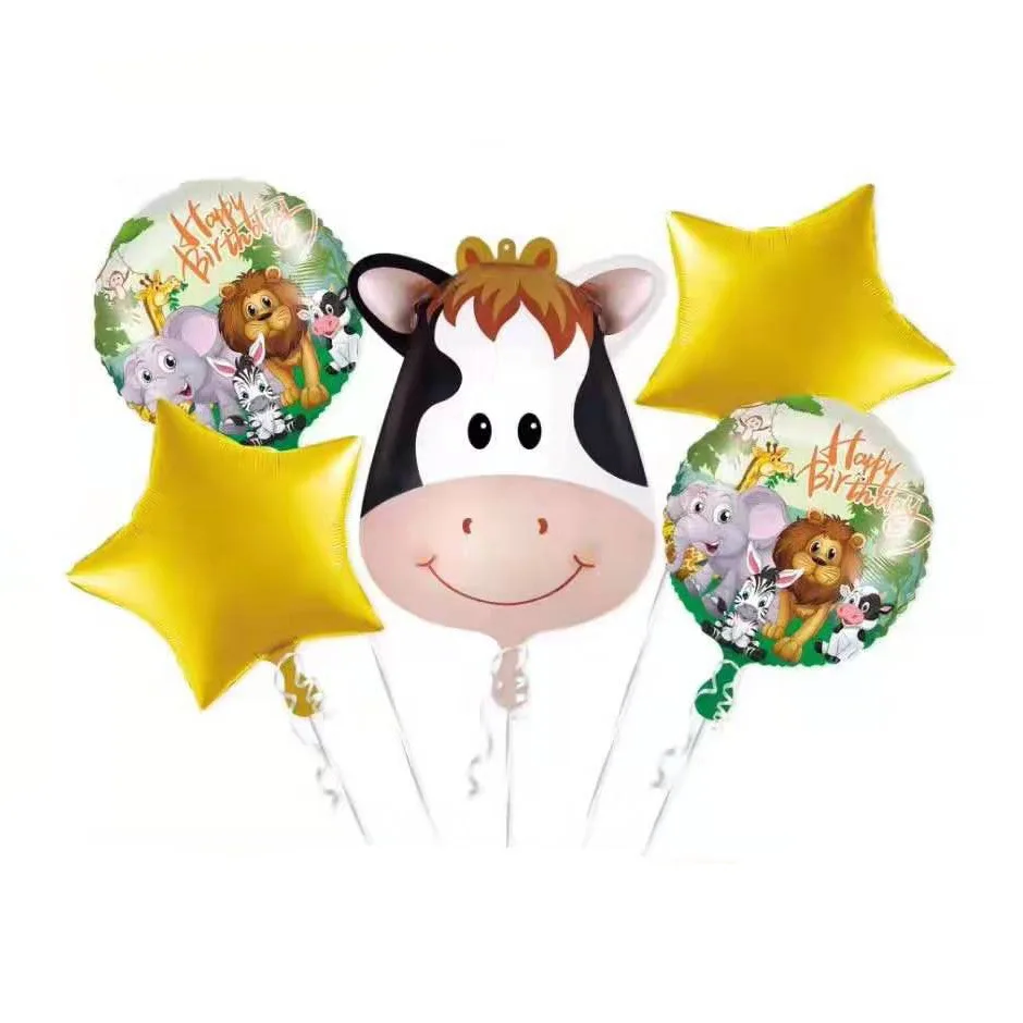 5 шт. Мультяшные животные джунглей фольга Гелиевый шар с днем рождения джунгли