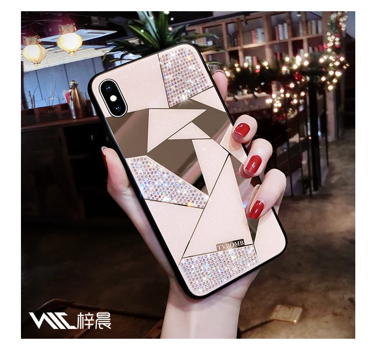 ONEPLANT роскошное творческое зеркало ромб чехол для iPhone X XR XS MAX 6 S Чехол для iPhone 7 8 Plus Модный чехол для бурения воды