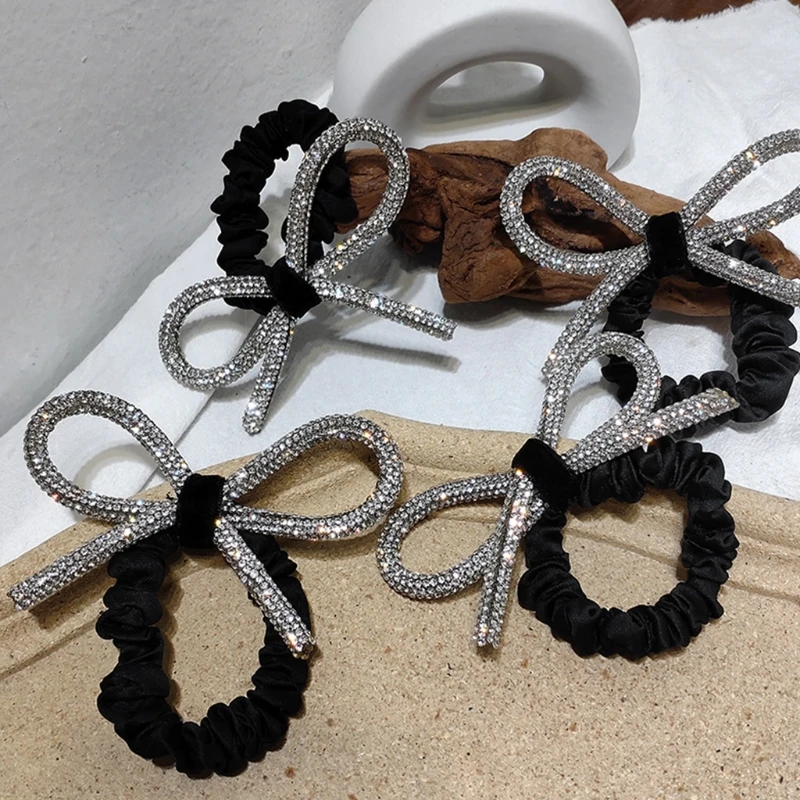 Женские Завязки для волос Стразы с бантом Роскошные блестящие украшенные