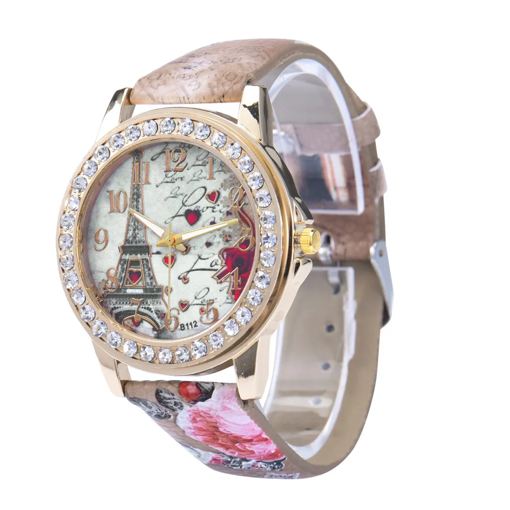 

Tower Pattern Leather Band Analog Quartz Vogue Wrist Watches часы женские часы женские наручные relojes para mujer montre femme