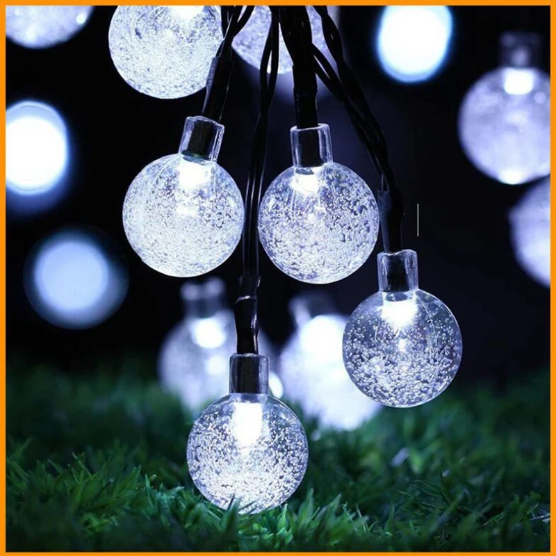Solar Powered led Light String Outdoor Multicolor Crystal Globe Bulbs Waterproof Fairy Lights with 8 Lighting Modes Decoration f | Дом и сад