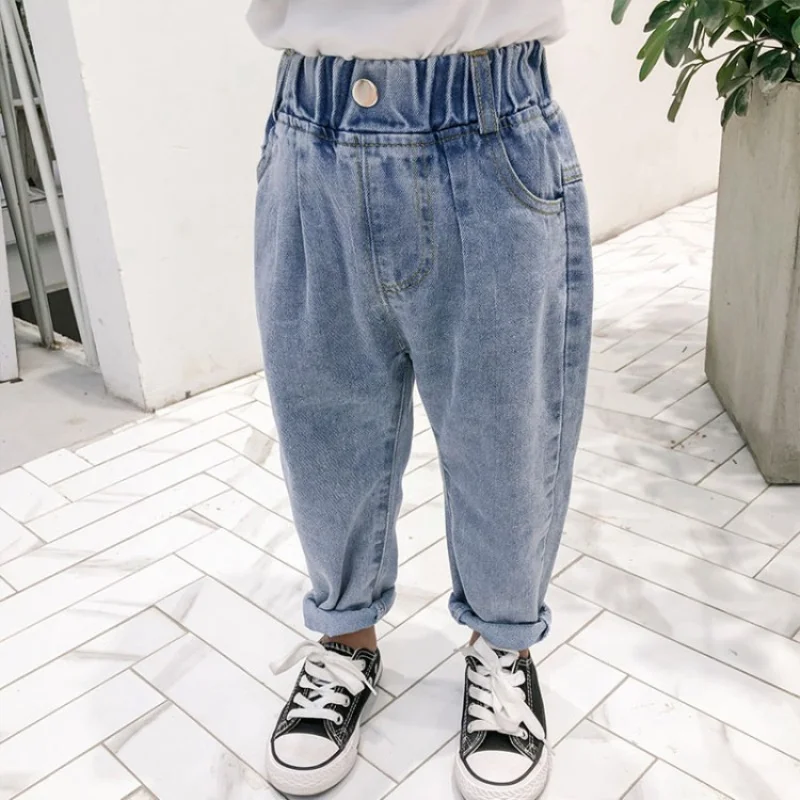 

Джинсовые брюки для девочек и мальчиков, длинные модные штаны для подростков, одежда для детей, весна-осень