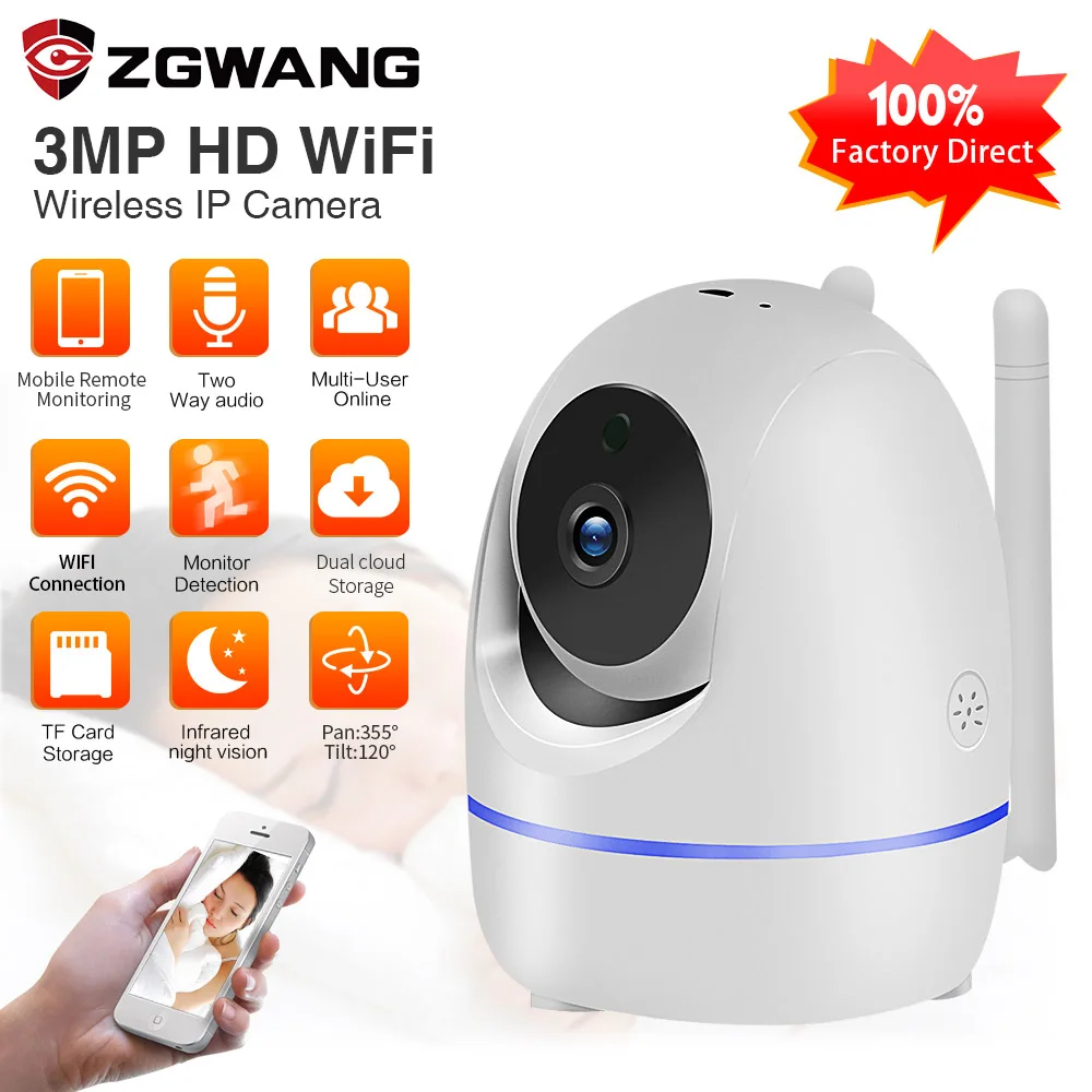 3.0MP домашняя IP камера безопасности Wi Fi беспроводной двухсторонний аудио Детский