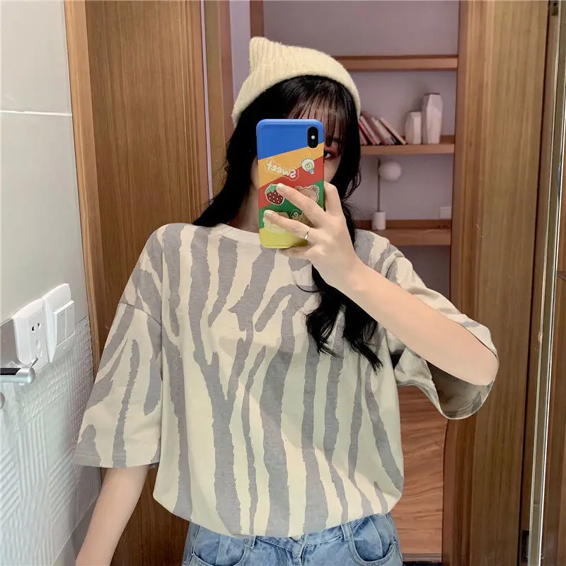 

Striped Short-Sleeved T-Shirt Women'S New Summer Korean Style Loose Student Fashion Trendy Thin Top