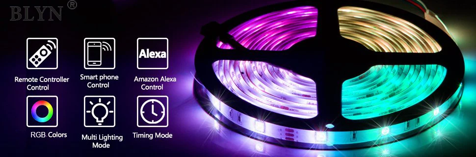 Водонепроницаемый светодиодный комплект световых лент SMD 5050 5 м 10 м лента RGB WiFi Беспроводная полоса управления для смартфона работает с Alexa