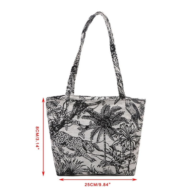 

066C Retro Shoulder Bag Canvas Clutch Bag Embroidery Bags Large Capacity Tote