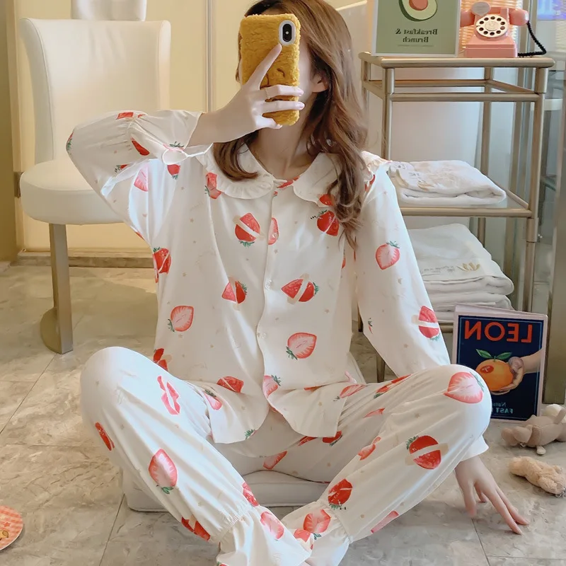 

Womens Pajamas Sets Christmas Adult New Style 2019 Autumn Comfortable Print Women's Sleepwear Set Long Winter Pajamas for Women